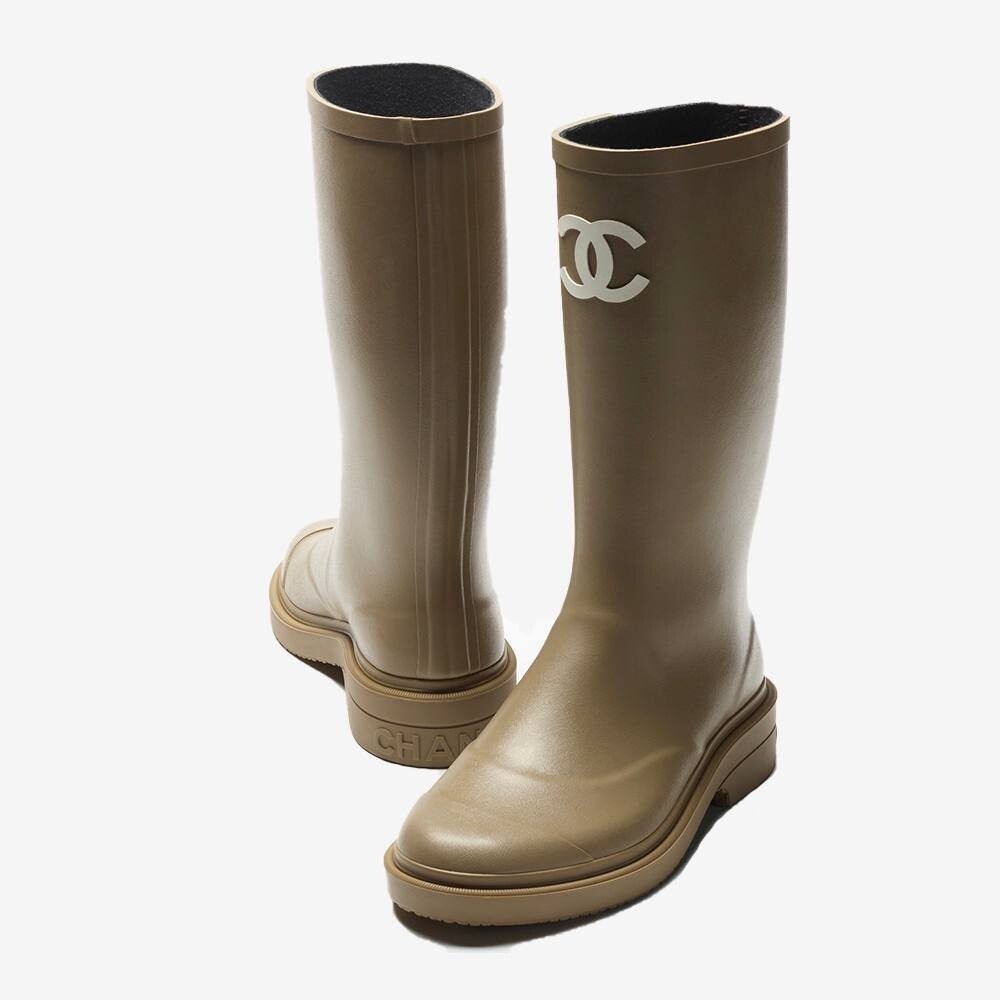 CHANEL Dark Beige Rain Boots